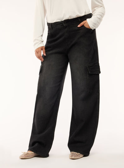 Jeans cargo a gamba ampia