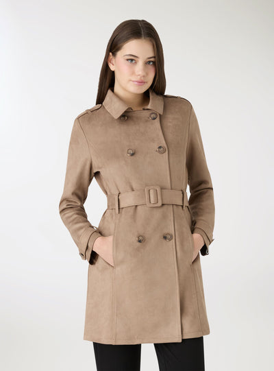 Mid-length trench coat with belt
