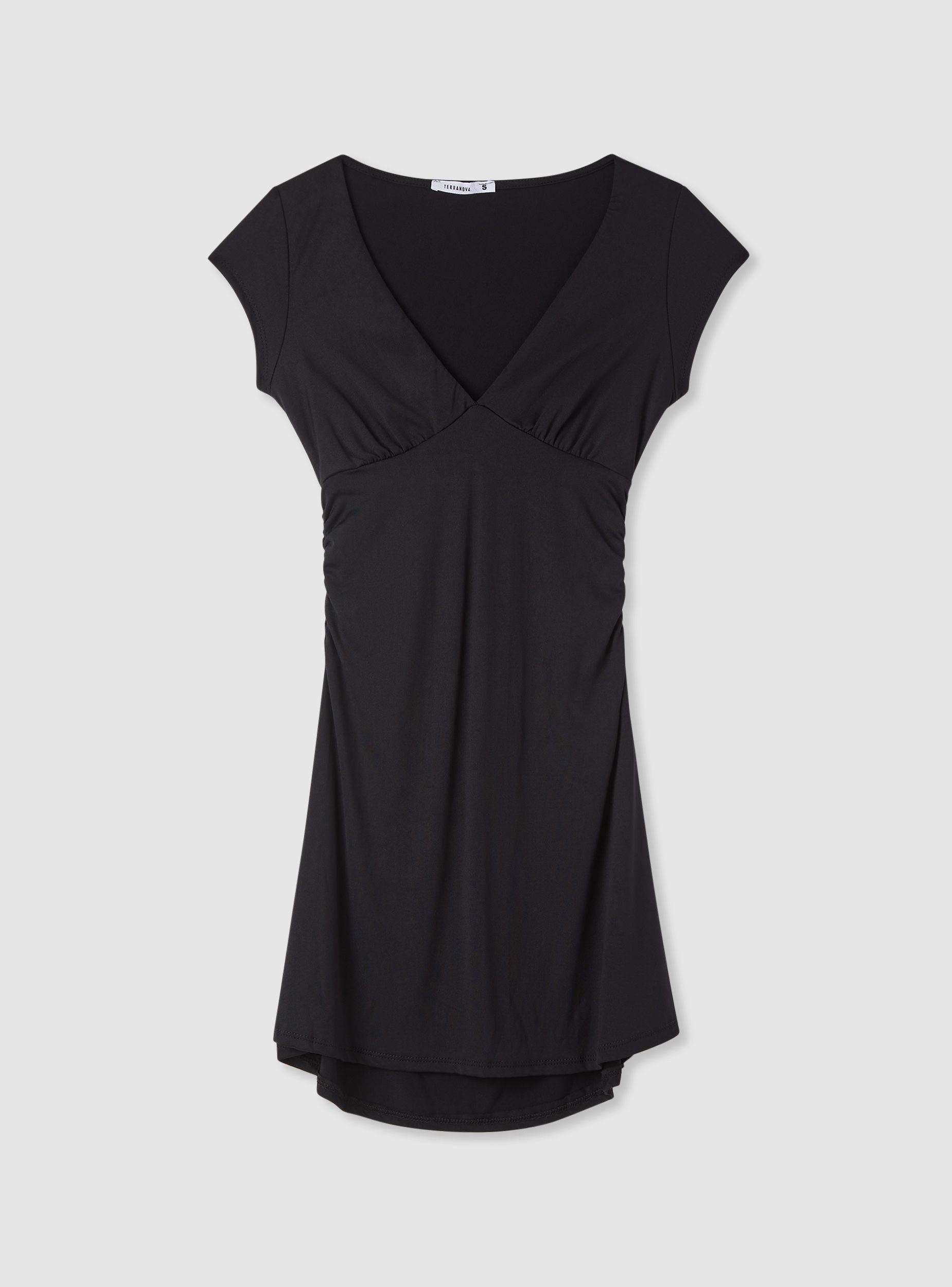Short dress with V-neck and ruching - Terranova Short dress with V-neck and ruching - Terranova