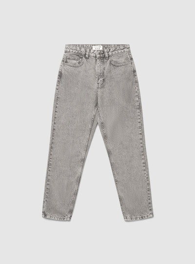 Jeans mom a vita alta a tinta unita