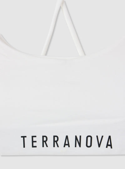 Bra top sportivo con spalline incrociate e logo