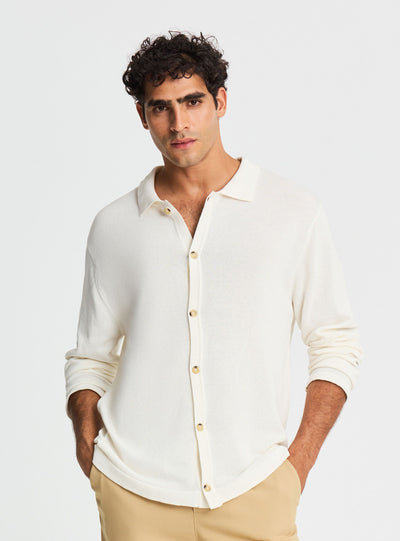 Cardigan con bottoni e colletto camicia