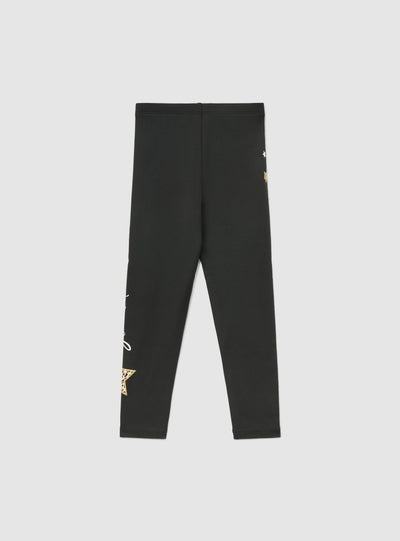 Leggings lunghi da bambina con stampa stelle e scritta