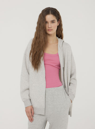 Felpa maxi con cappuccio e zip