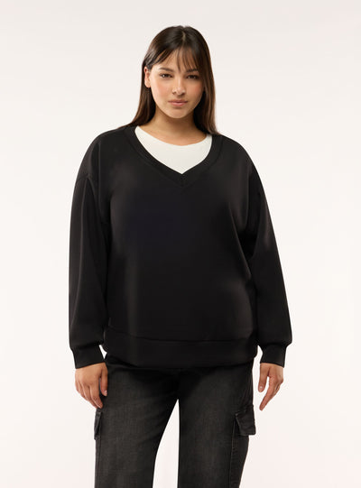 Felpa oversize con scollo a v