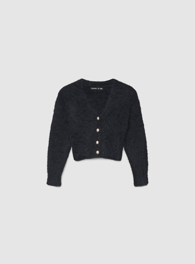 Cardigan a tinta unita effetto pelo