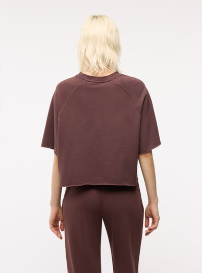 T-shirt crop boxy a tinta unita