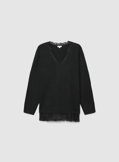 V-neck top with lace inserts