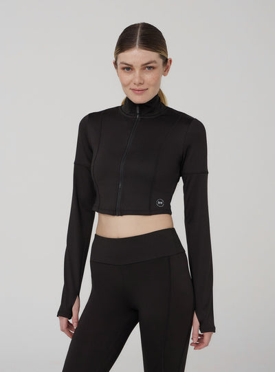 Felpa sportiva aderente crop con zip
