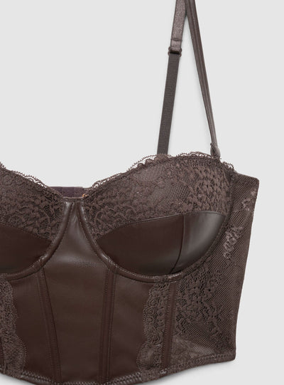 Corsetto in similpelle dettagli pizzo