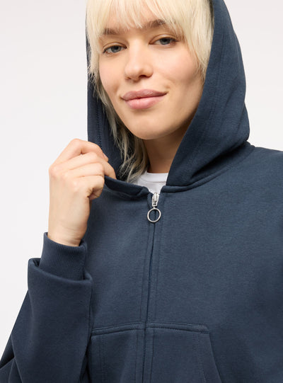 Felpa crop con zip e cappuccio