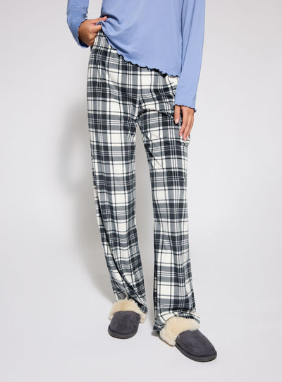 Pantaloni pigiama wide leg a quadri