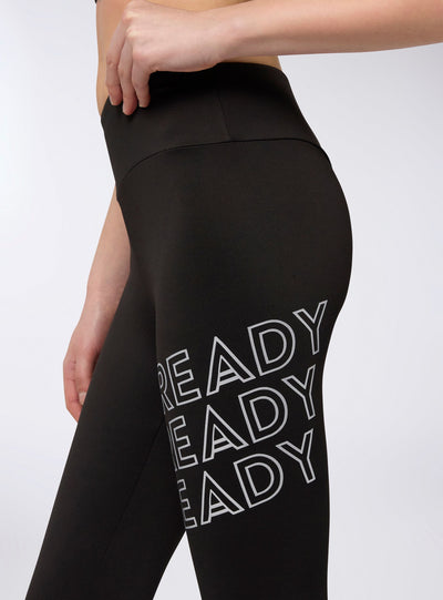 Leggings sportivi lunghi con tasca e scritte