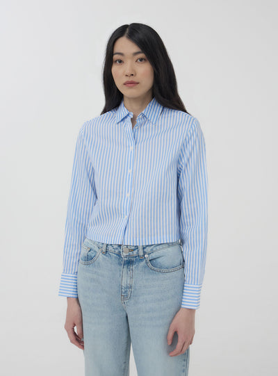 Camicia crop in popeline a righe