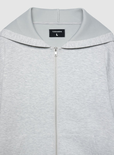 Felpa boxy con zip e cappuccio