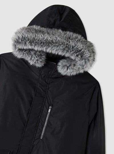 Parka imbottito con cappuccio e tasche
