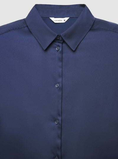 Camicia ampia in satin a tinta unita
