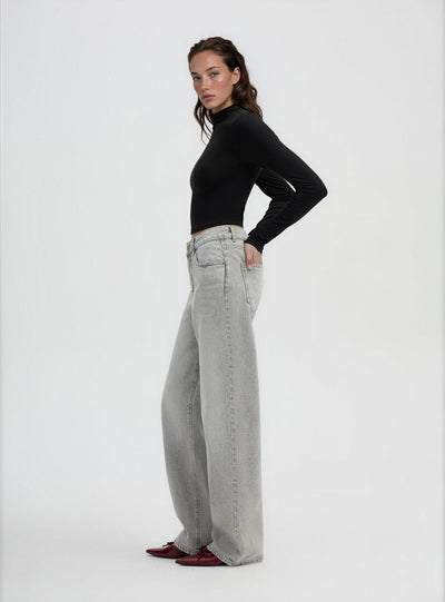 Jeans wide leg a tinta unita