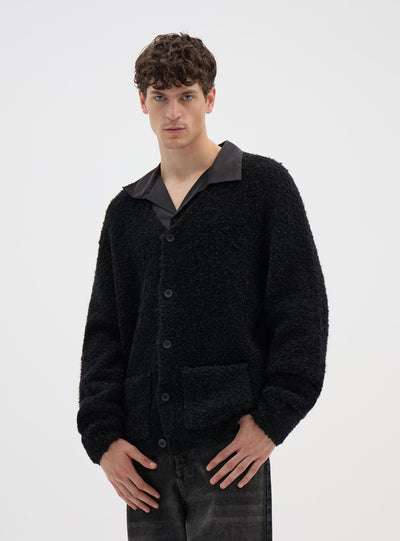 Cardigan maxi bouclé a tinta unita