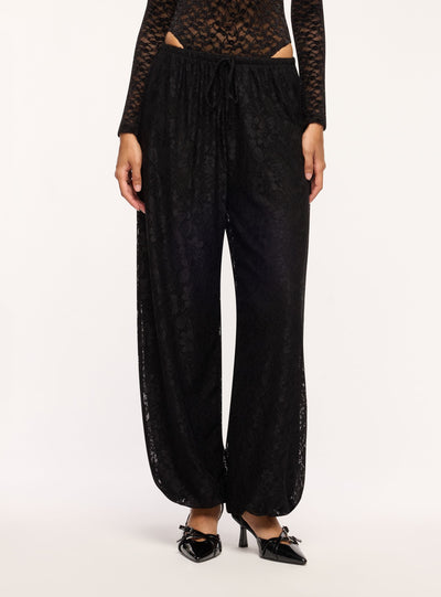 Pantaloni harem in pizzo con coulisse