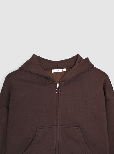 Felpa crop con zip e cappuccio