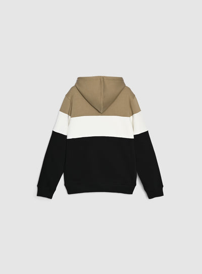 Felpa con cappuccio block color con scritta
