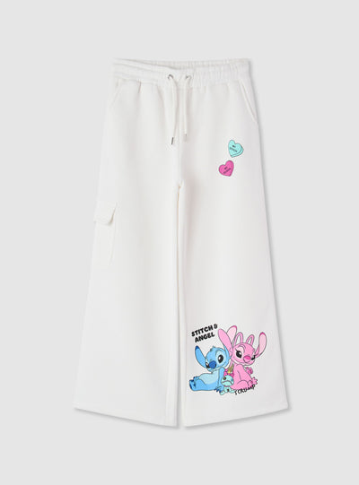 Pantaloni tuta maxi con stampa Stitch