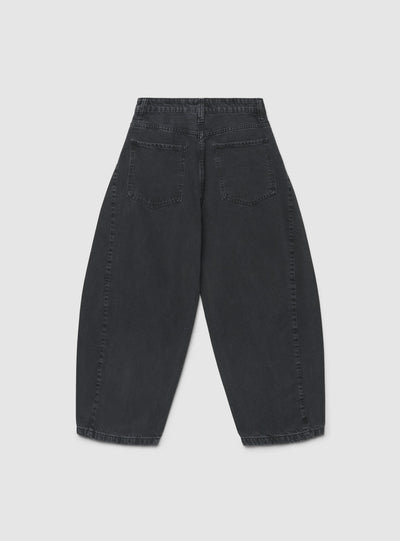 Jeans barrel a tinta unita