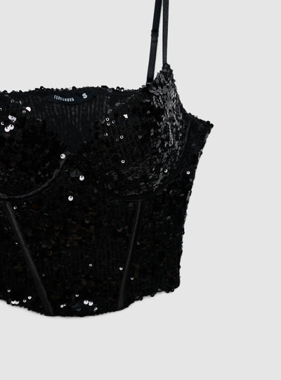 Corsetto con paillettes e spalline sottili