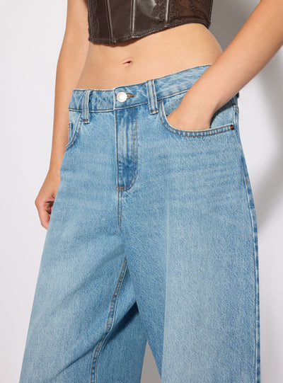 Jeans balloon a tinta unita