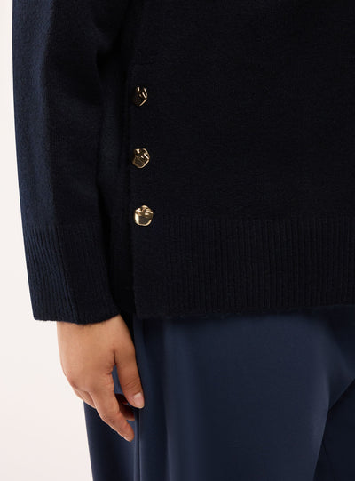 Maglia con scollo a V e bottoni laterali
