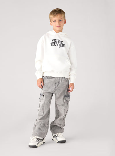 Jeans cargo wide leg con coulisse