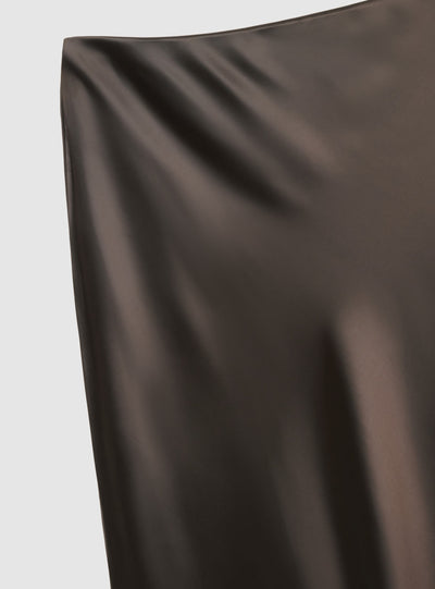 Gonna longuette in satin con bordo in pizzo