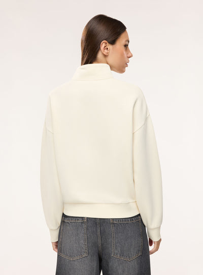Felpa con mezza zip e ricamo college