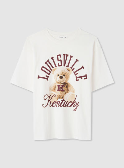 T-shirt ampia con stampa orsetto college