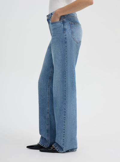 Jeans wide leg a tinta unita
