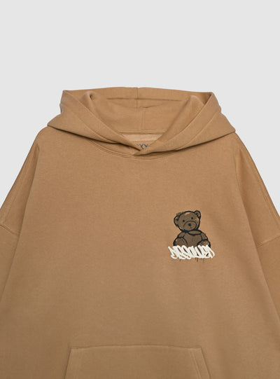 Felpa boxy con cappuccio e stampa orsetto