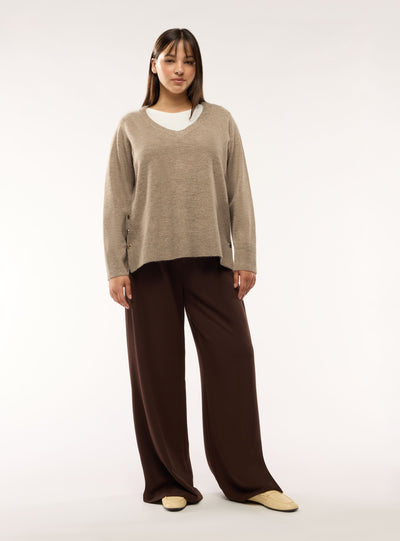 Pantaloni wide leg a tinta unita