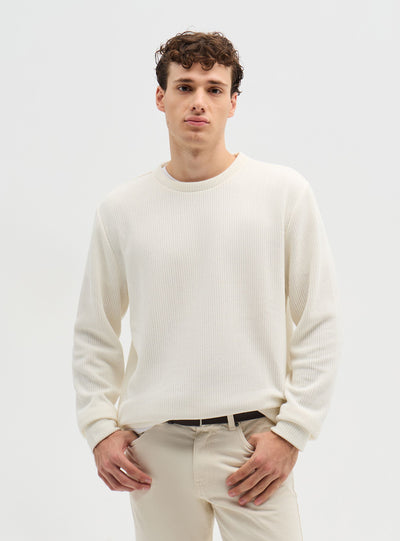 Pullover mit Rundhalsausschnitt aus unifarbenem Chenille