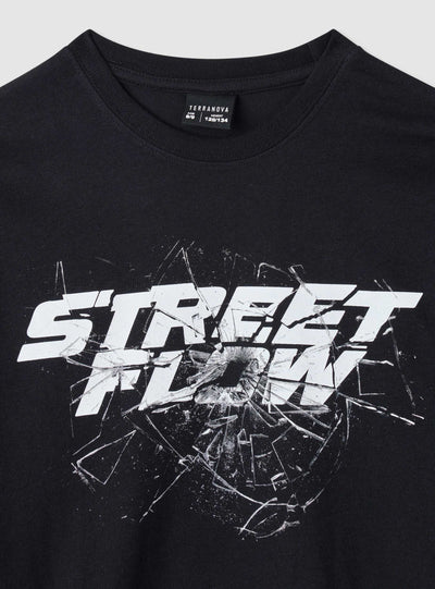 T-shirt manica lunga con stampa effetto vetro rotto