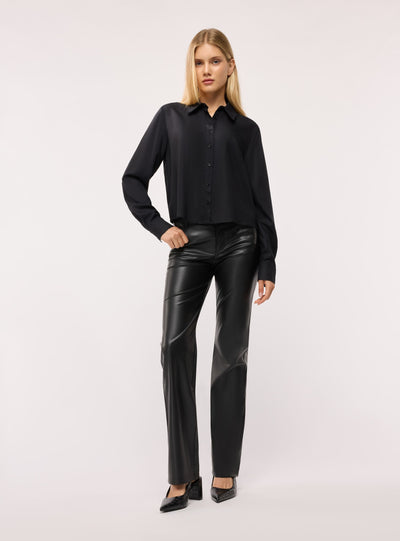 Camicia crop a tinta unita