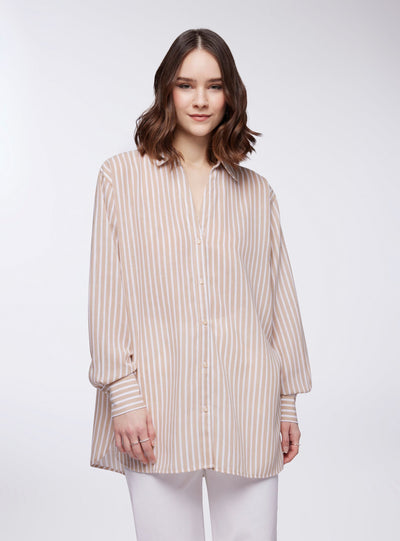 Camicia over a righe tessuto leggero