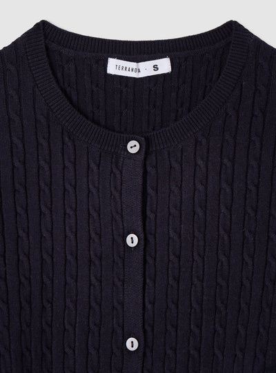 Cable-knit cardigan with buttons