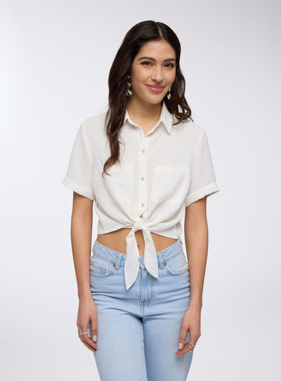 Camicia crop con nodo