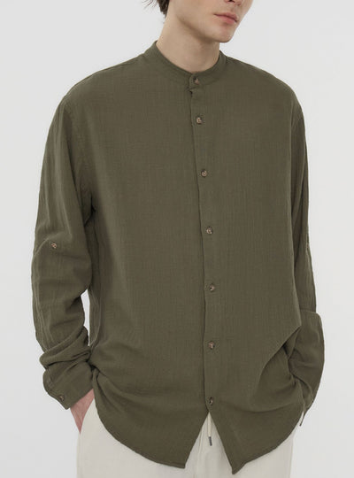 Camicia coreana tinta unita
