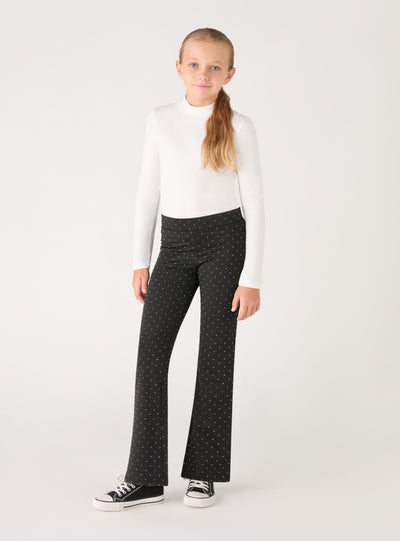 Long flared leggings with rhinestones