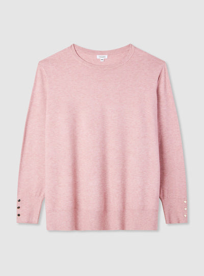 Plain-colour jumper with buttons at the cuffs