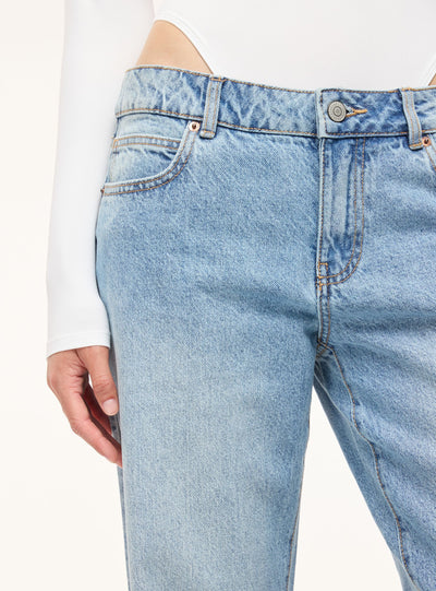 Jeans wide leg a vita bassa