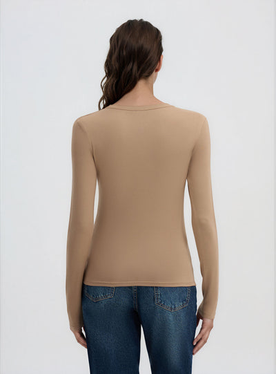 T-shirt manica lunga a tinta unita