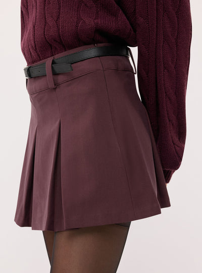 Skort mini plissettato con cintura